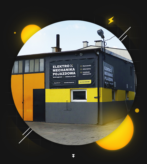 Zdjęcie zakładu Elektromechaniki Pojazdowej w Słupsku, na ulicy Borchardta 65. Elektryka samochodowa.